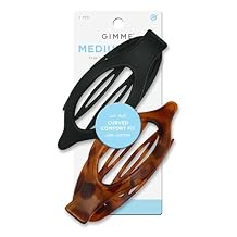 Gimme Beauty Lay Flat Curved Comfort Clip - Designed for Driving & the Headrest - Strong, Break-Resistant Clips for All Hair Types - Aesthetic & Non-Slip Hair Accessory - Black & Tortoise 2 Pack