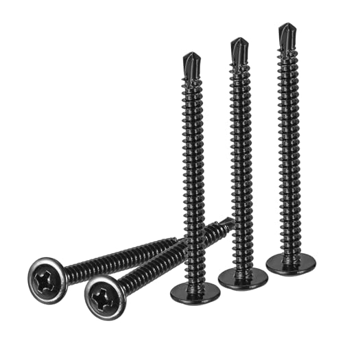 DTGN #8x2 Sheet Metal Screws - 250Pack - for Wood, Furniture - 410 Stainless Steel Phillips Round Head Washer Drill Tail Self Tapping Screws - Black