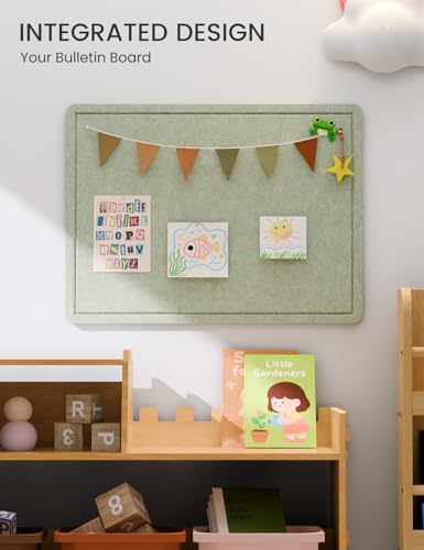 Fluxynara Bulletin Board, 23.6" x 17.5" Cork Board Alternative with 12 Safe Removable Adhesive Tabs, Foldable Felt Pin Board for Home Office, Classroom, Bedroom,Entryway for Walls—Sage - Image 6