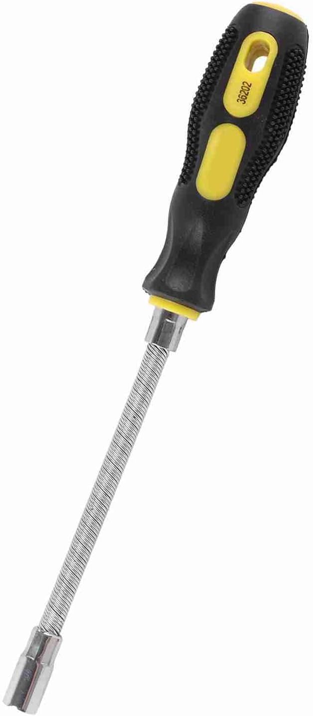 – Flexible Nut Driver, Chrome Steel, Ergonomic Handle, 7mm Hex Socket Wrench for Small Spaces and Hoop Repair