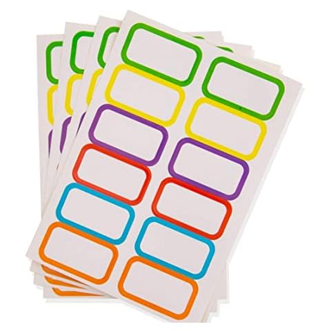 Harlington Group 300 Assorted Colour Edge Labels Name Tag Organisation Stickers Colour Coding Cleaning Home Office School White with Boarder 6 Colours Cover