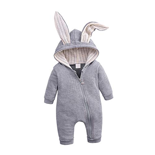 gazechimp Orelhas De Coelho Romper Macacão Outfits Roupas Bebê Meninos Meninas Infantil - Cinza (12-