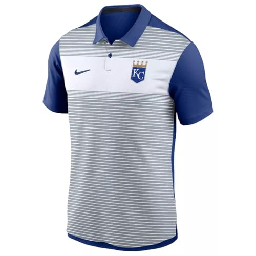 Nike Men's MLB Striped Vapor Polo (US, Alpha, Medium, Regular, Regular, Blue, Kansas City Royals)