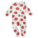 Dussdil Cute Tomatoes Baby One-Piece Footies Newborn Rompers Pajamas Cotton Footed Pjs for Sleep Play Boys Girls 3M