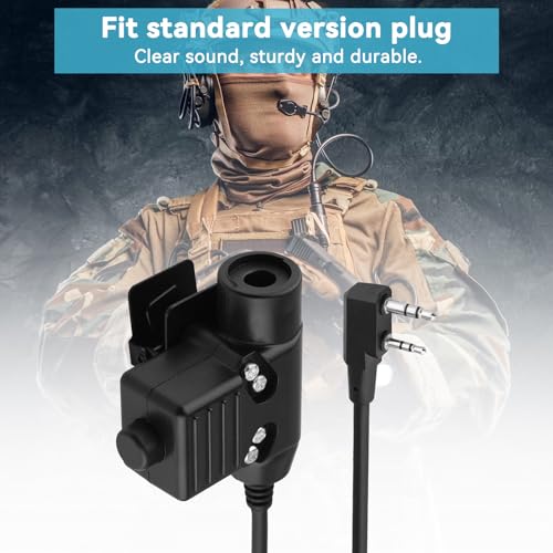 Military Radio Headset PTT, 2 Way Radio Headphone with PTT, U94 PTT Military Adapter Mobile 2 Pin 7.0mm Plug Push to Talk for Ken-wood/Bao-feng Radio Headset - Image 5