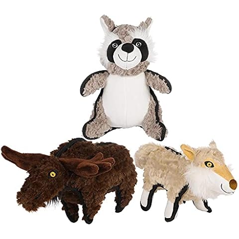 Ministry of Pet Tough Durable Canvas Plush Toys, Woodland Creature Stuffed Snuggle Dog Toys, Multi, 3 Count (Pack of 1) Cover