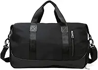 Bolsa Mala de Viagem Grande Feminina com Divisórias, Encaixe para Mala, Alça Transversal Ajustável, Bolso com Zíper, Ideal para Academia, Trabalho e Viagens Curtas (Preto)