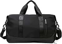 Bolsa Mala de Viagem Grande Feminina com Divisórias, Encaixe para Mala, Alça Transversal Ajustável, Bolso com Zíper, Ideal para Academia, Trabalho e Viagens Curtas (Preto)