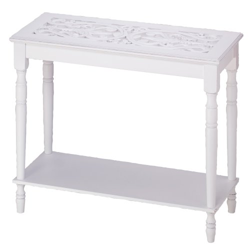 ZASTION Home Accent - Mesa consola de madera tallada en color blanco