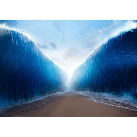 CORFOTO 9x6ft Fabric Blue Beach Sea Waves Backdrop Huge Ocean Wave Underwater Background Beach Party Backdrops for Kids Boys Birthday Baby Shower Banner Surfing Party Decorations Photo Studio Props Cover