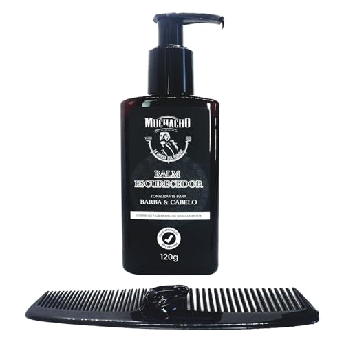 Kit 2 Balms Escurecedores de Barba e Cabelo Muchacho 120ml cada Com pente aplicador - Adeus aos fios