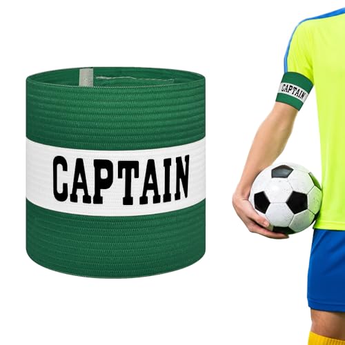 Mezeic Captain Armbands for Soccer, Unisex Captain's Armband Adjustable Velcro Football Arm Bands Adults & Youths Elastic Captain Arm Band Team Sports Accessories - Green