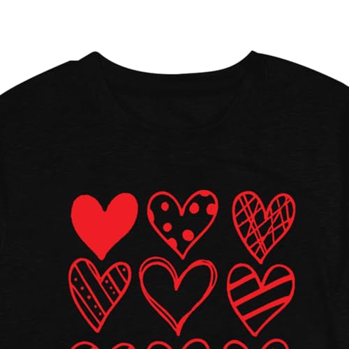 Image of Valentines Shirts for Women Valentine Love Heart Printed Graphic Tshirt Cute Girls Casual Top