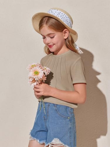 Image of Haloumoning Girls Pleated T Shirts Kids Summer Short Sleeve Fashion Tops Tees 5-14 Years
