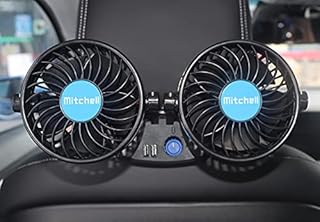 KWYZ 12 Volt Car Fan for Back Seat Passenger, Portable Car Seat Fan Headrest 360° Rotatable Backseat Cooling Air Fan with 2 USB Charging Port & Cigarette Lighter Plug for Vehicles, SUV, RV, Boat