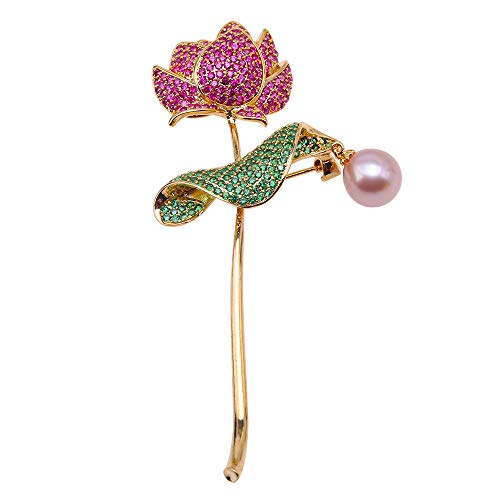 JYX Broche de perlas y rosas de 9,5 mm Cover