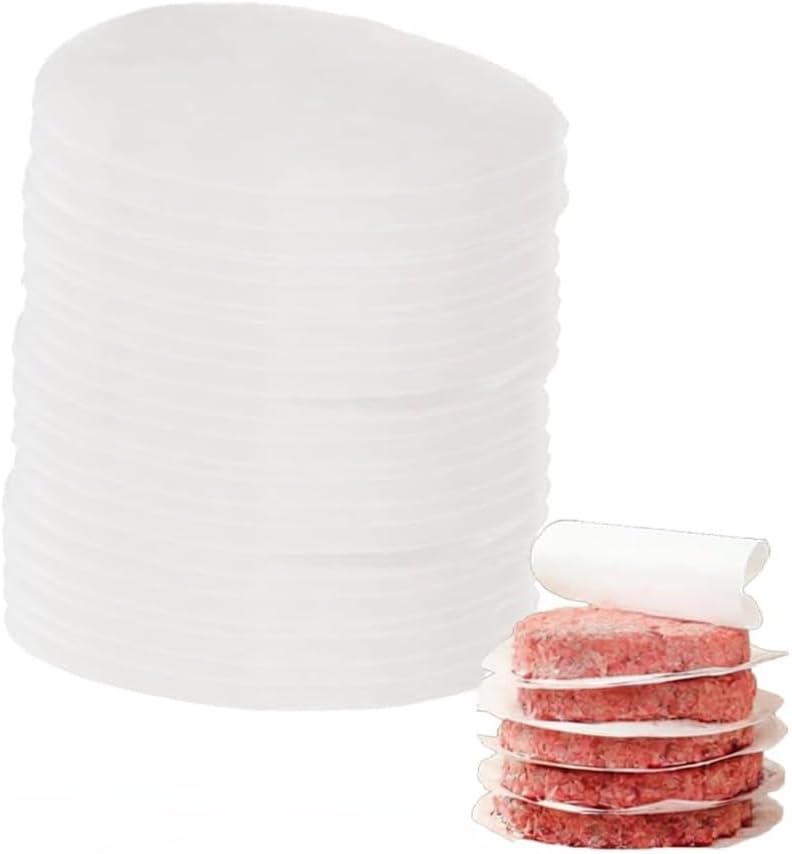 Hamburger Patty Paper Sheets, Non-Stick Food Grade Wax Paper for Seperating Patty, Cookies, Baking,Burger, Ground Beef, BBQ,Round/Square (4.5"x4.5", Round 100pc)