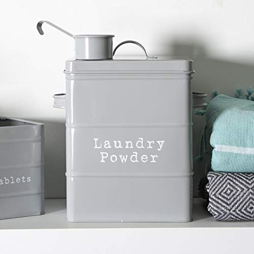 Harbour Housewares Kitchen Utility Canisters - 2pc - Grey - Steel Vintage Industrial Under Sink Storage Caddy Cupboard Organiser for Laundry Detergent, Washing Tablets - Image 7