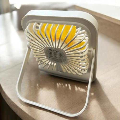 Image of Litehom Small Desk Fan, 2000mAh Rechargeable Fan Battery Powered, 180Foldable Portable Fan, 3 Speeds Adjustable USB Fan Silent Powerful for Home Office Travel Outdoor (WHITE)