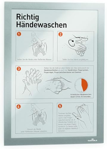 Durable 489923 Marco informativo Duraframe (A4, autoadhesivo con cierre magnético) 1 unidad, plata