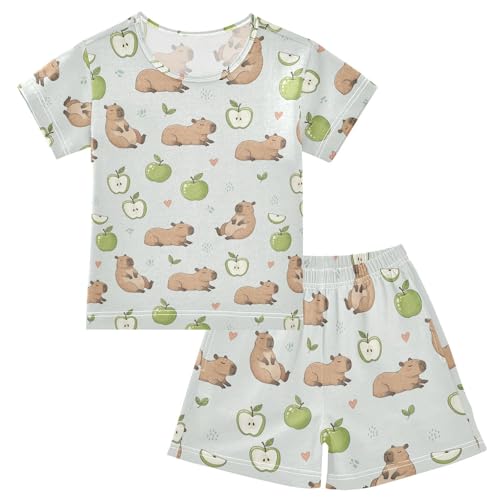 Pajama Short Sets Cute Animals Hearts Soft Cotton Summer Sleepwear 2 Piece PJS Size 5-14T