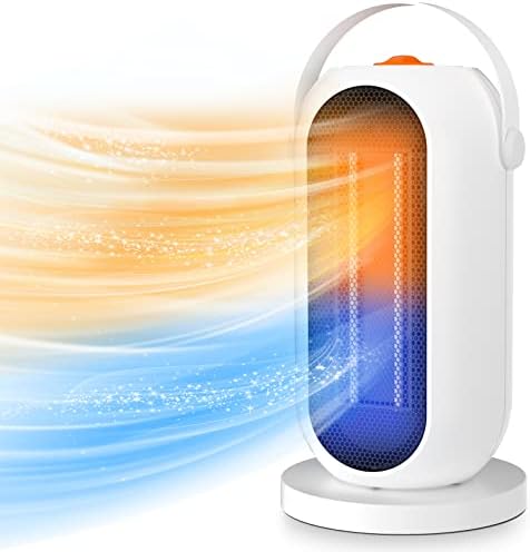 Керамічний вентилятор-обігрівач PTC 750 Вт/1500 Вт, електричний нагрів з коливаннями 90°, захист від перегріву та нахилу, 2 обігрівачі, тихі, прості та потужні невеликі обігрівачі, для дому та офісу