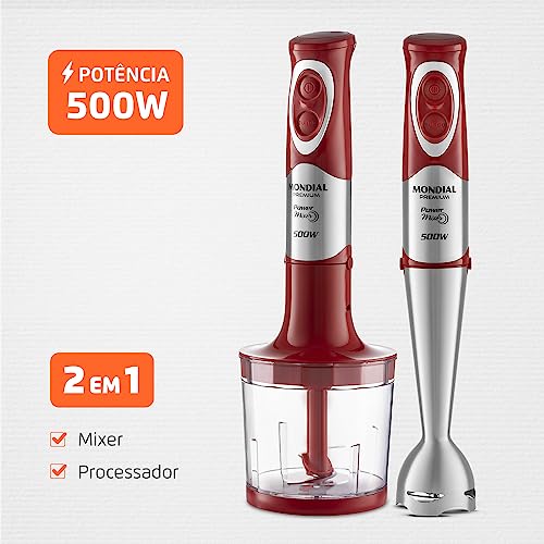 Power Mixer Premium, Mondial, Vermelho/Inox, 500W, 110V - M-10