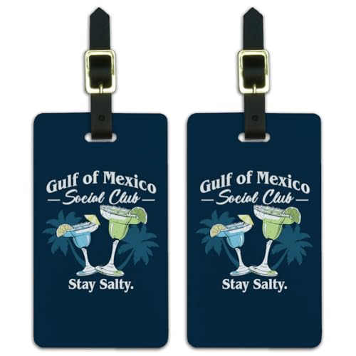 Gulf of Mexico Stay Salty Luggage ID Tags Suitcase Carry-On Cards, Set of 2