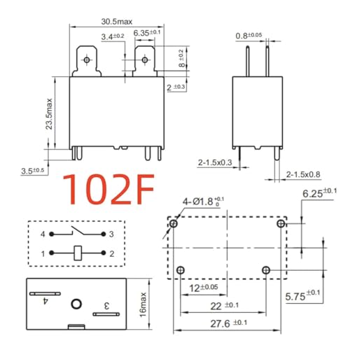 Relé HF102F 12V CC para automatizar persianas y motores 2