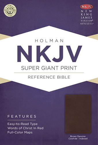 NKJV Super Giant Print Reference Bible, Brown Genuine Cowhide Indexed