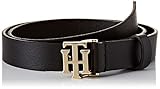 Glatter Stoff Tommy Hilfiger Damen Th Interlock Belt 2.5 Gürtel, Schwarz (Black Bds), (Herstellergröße: 95)
