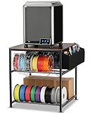 AHOWPD 3D Printer Stand with Filaments Storage - 3D Printer Table Filament Storage Rack Heavy Duty 3D Desk for Workshop Studio Office (Brown)