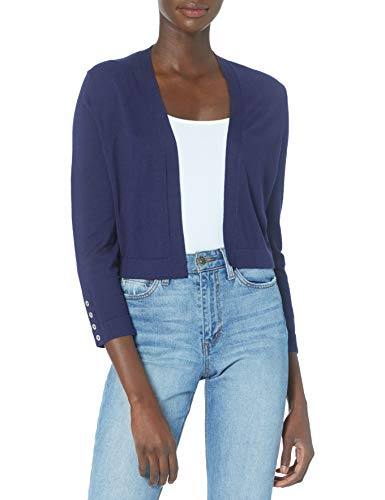 Tommy Hilfiger Women's Button Sleeve Shrug, Navy, Small