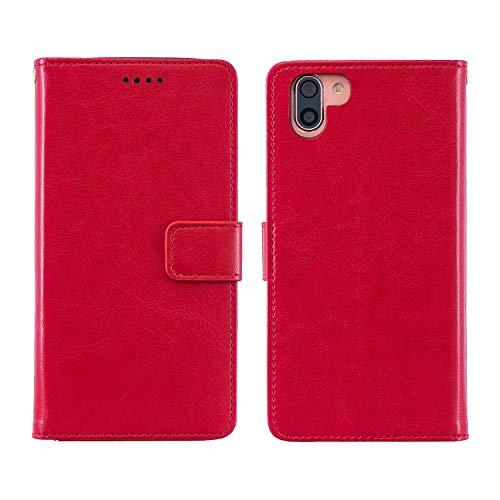 Classic Series 手帳ケース SHARP AQUOS R2 / docomo SH-03K / au SHV42 / Softbank 706SH 用 手帳型 ケース マグネット式 ストラップ付き スタンド機能 スマホケース 横開き PU革 カード入れ 財布型 カバー ジーンズ アクオスR2 sh03k 典雅 赤色