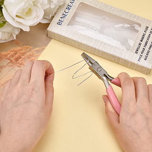 Benecreat 5 Inch Pink Flat Nose/Round Nose Pliers With Non-Slip Handle, Wire Working Bending Pliers For Diy Jewelry Making #TOP5