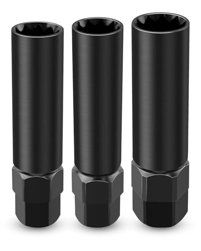 Image of 3 Pack 10 Spline Lug Nut Key Set Compatible with Bimecc Lug Nuts and Lug Bolts, Wheel Lock Removal Socket Tool, Replace TA20-17 /19 TA20-19 /21 TA23-21 /22, Steel Hex Drive