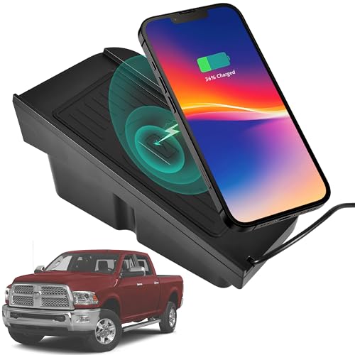 POKIAUTO Wireless Charger for Dodge Ram, Center Console Phone Wireless Charging Pad Panel for Dodge Ram 1500 2013-2015 / Ram 2500 2010-2015 / Ram 3500 2011-2015 Accessories