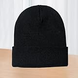 Gorro de punto unisex, gorro de invierno para hombres y mujeres, gorro elástico para clima frío, Negro -, talla única