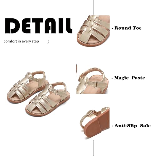 Image of Flaryzone Girls Sandals Closed Toe Summer Flats Dress Sandals Shoes Toddler /Little Kid