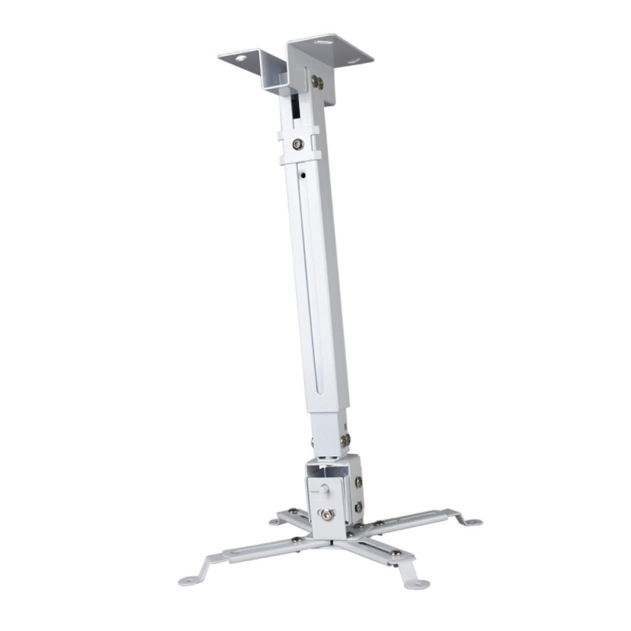 Operitacx Supporto Proiettore da Soffitto Regolabile in Ferro Bianco Bracci Doppi Articolati e Inclinazione Regolabile, Capacità 15kg, per Montaggio Parete o Soffitto