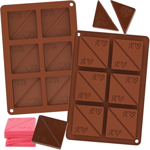 Webake Square Break-Apart Chocolate Mold, 2 Pack Silicone Conversation Chocolate Molds, Romantic...