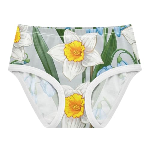 Toddler Underwear Floral 2t Cotton Panties Little Girl Pattern Kids Undies Briefs White Daffodils Blue Floral Gray