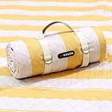 HX&OD Manta de picnic al aire libre extragrande, manta de camping portátil con correa de transporte para alfombra de playa (amarillo)