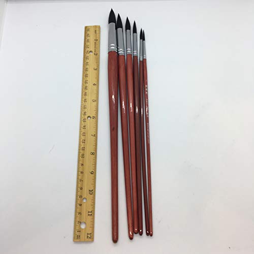Xdt#960 Mop Round Tip Artist Paint Art Brush 6Pc Mixed Goat Acrylic Watercolor #2 #4 #6 #8 #10 #12 #TOP3