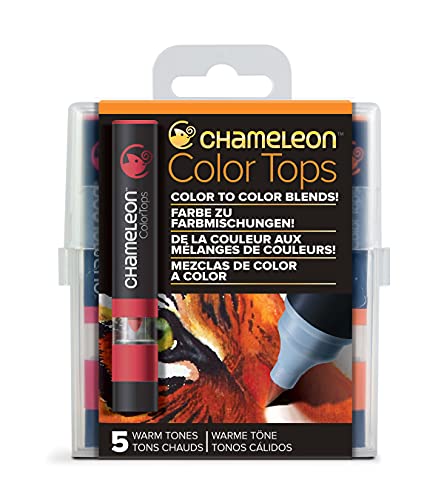Chameleon Art Products, Warm Tones, Color Tops, Quick and Easy Blending - Set of 5