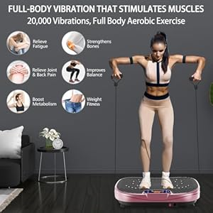 Vibration Plate Exercise Machine, Whole Body Workout Fitness Platform Vibration Plate with Resistance Bands for Home Training Equipment Speed Control Vibration Plate Exercise Machine Whole Body Workout Fitness Platform Vibration Plate with Resistance Bands for Home Training Equipment Speed Control