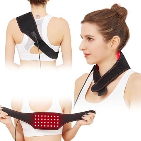 Red&Infrared Light Therapy for Neck, 32PCS 660nm LED Red Light and 850nm Near-Infrared Light for Neck Fatigue Relief, Adjustable Temp&Time, Auto Shut-Off, Flexible Neck Therapy Belt Wrap Cover