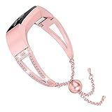 Wearlizer Compatible Fitbit Alta and Alta hr Bands for Women Fit bit Bracelet Metal Silver Rose Gold Black Pink Metal Replacement Wrist Band Accessories Straps Bangle (Pink Gold)