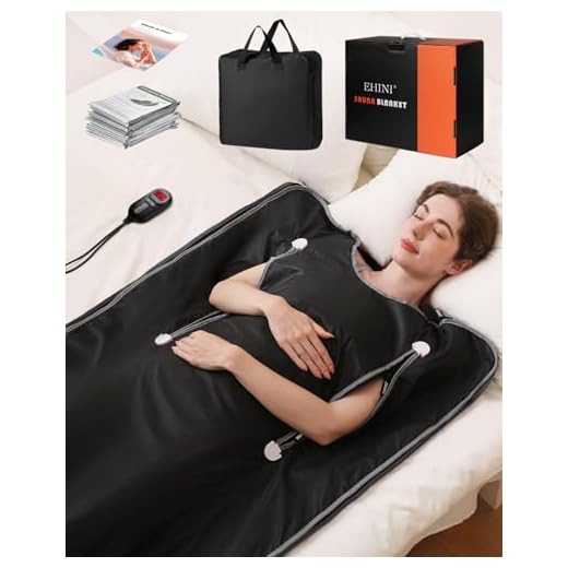EHINI Infrared Sauna Blanket-Sauna Blanket for Home Use, Portable Design for Relaxation and Detoxification Highest 176℉, 20-60 Minutes Timer, 6 ft x 2.65 ft(Pitch-Black)
