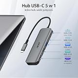 Acer Hub USB-C 5 w 1, USB-C do HDMI 4K@60Hz, USB-A+USB-C 5Gbps, ładowania PD 100 W, Aluminiowy rozdzielacz wieloportowy do iPhone'a 17/16, MacBooka iPada Pro/Air, Maca mini M4, Surface, S26 itp.